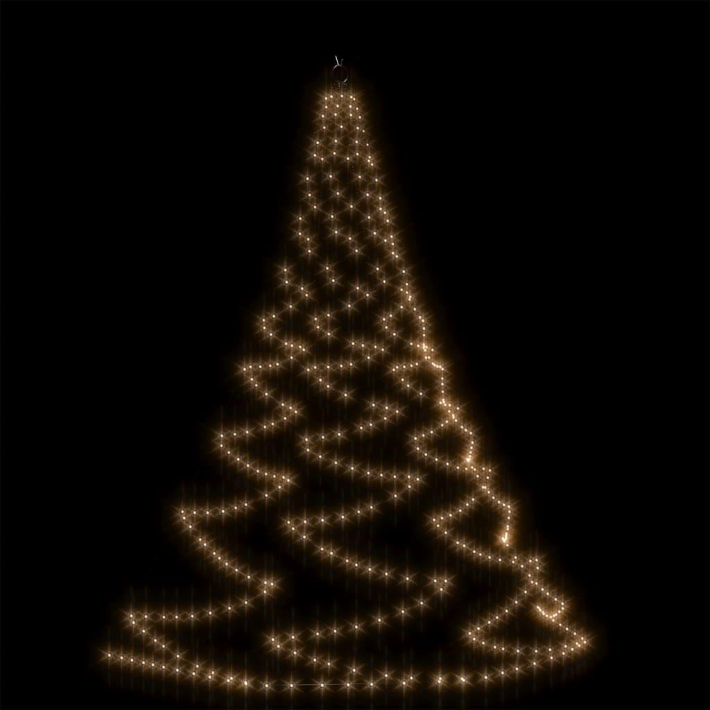 vidaXL Albero da parete a LED con ganci in metallo, 260 LED, bianco caldo, 3 m, per interni ed esterni