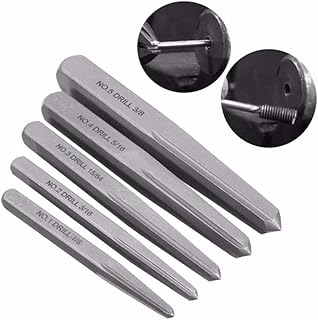Screw Extractor Kit 5Pcs Straight Fluted Screw Extractor Set Carbon Stee Broken Damaged Bolt Easy Out Removal Tool Square Type for Household Use and Professional Electrician