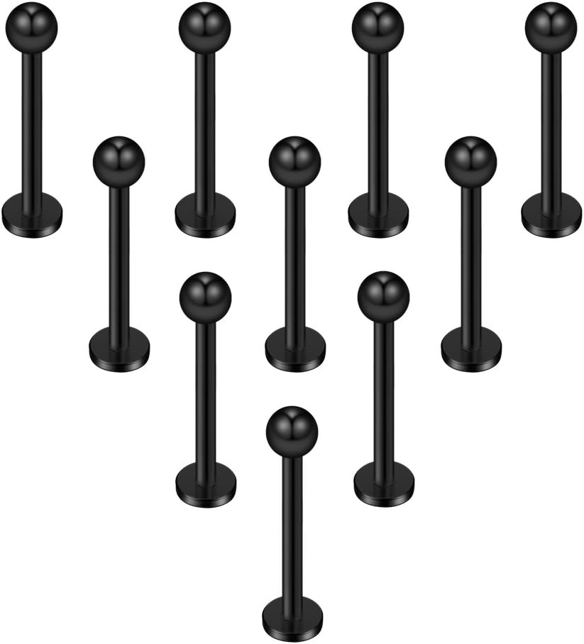 Ruifan 16G 316L Stainless Steel 3mm Ball Labret Monroe Lip Ring Tragus Helix Cartilage Earring Stud Barbell Bar Length 6mm 8mm 10mm 12mm Body Piercing Jewelry