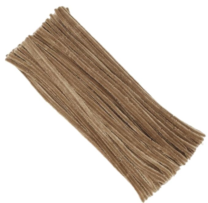 Image of 100Pc Pipe Cleaners Craft Set | Chenille Stem Fuzzy Sticks DIY Craft Supplies for Art Projects Activities, Decorations, Flower Making, Modeling & Sculpting (Tussar(faun))