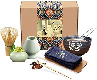 Artcome Japanese Matcha Tea Set, Matcha Whisk, Traditional Scoop, Matcha Bowl, Ceramic Whisk Holder, Matcha Caddy, Handmade Matcha Ceremony Kit For Traditional Japanese Tea Ceremony (9Pcs)