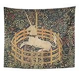 Semtomn Tapestry Artwork Wall Hanging Medieval Vintage Hunting Unicorn Captivity Him Her 50x60...