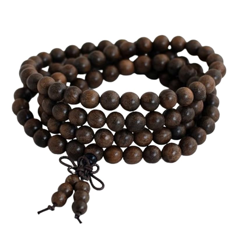 Natural Agarwood round smooth Beaded Handmade Prayer Mala. 108+1 Beads Necklace For Meditaion, Yoga, Prayer, Healing, Numerology, Tarot, Astrology & Vastu. |RR_MALA_0053