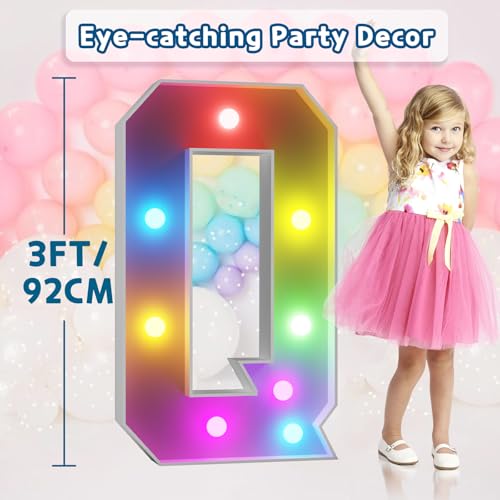 Image of Imprsv Colorful 3FT Marquee Letters Q, 18 Colors Large Light up Letters