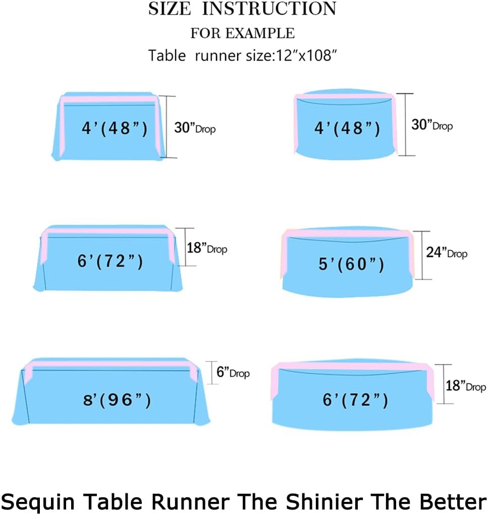 ShiDianYi Sequin Table Runners 10PCs 12x72 Fuchsia Glitter Table Cover for Birthday Party Wedding Table Runners Hot Pink Sparkle Table Runner for Dining Room Christmas Fall Table Runenrs 72 Inches