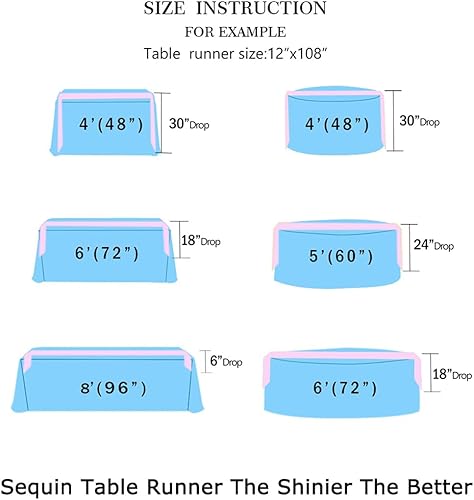 Vista 57 de Camino de mesa de lentejuelas doradas, 12 x 72 pulgadas, paquete de 15 caminos de mesa de boda con purpurina, camino de mesa dorado brillante