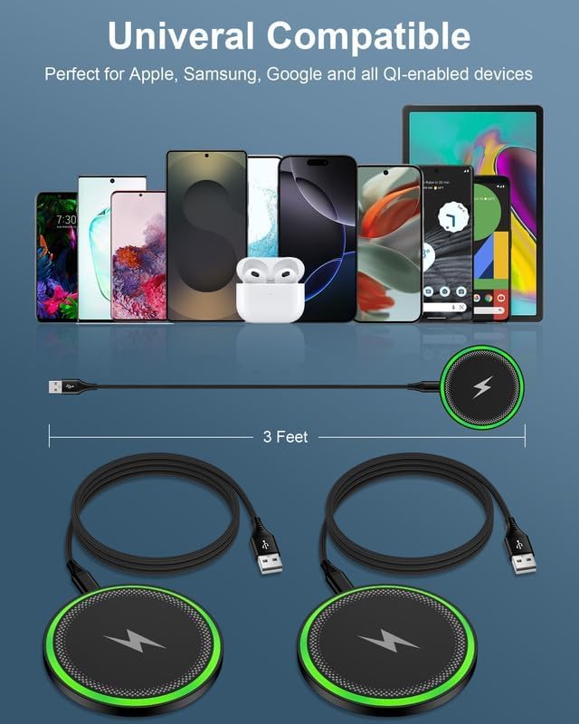 Miniatura 5 de Cargador inalámbrico Samsung Galaxy, cargador Inalmbrico para Samsung para Galaxy S25 Ultra S25+ S24, paquete de 2 almohadillas de carga inalámbrica