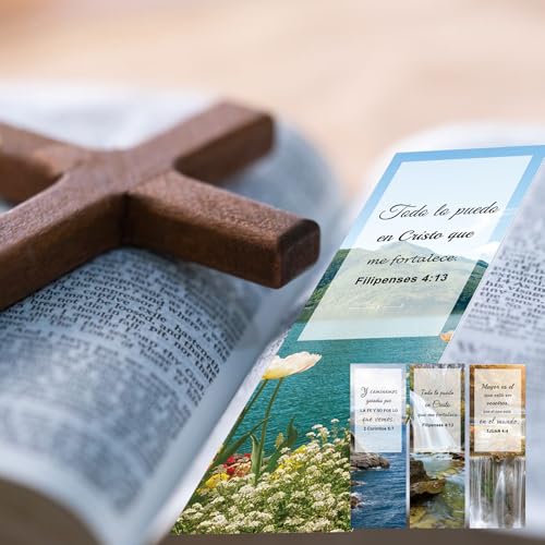 Spanish Christian Verses Bookmarks Books of The Bible Christian Bookmark 2.25x6.65 Inch Landscape Book Marks 40 Pack