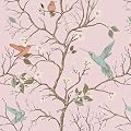 VEELIKE Vintage Cherry Blossom Floral Peel and Stick Wallpaper Pink Chinoiserie Bird Wallpaper for Bedroom Living Room 17.7''x118'' Removable Renter Friendly Pink Contact Paper for Cabinets Drawers