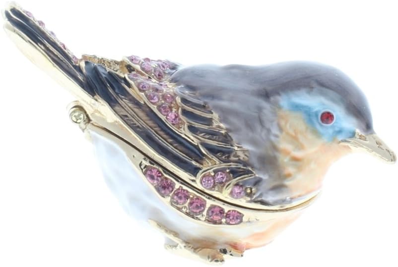 1013737 Sparrow Bird Trinket Box with Hand Set, 2.50" x 1.75" x 1.50"