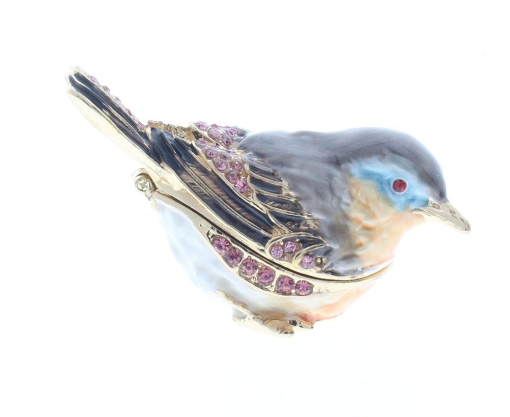 1013737 Sparrow Bird Trinket Box with Hand Set, 2.50" x 1.75" x 1.50"
