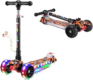 Scooters for Kids Scooters for Adults Scooter For Kids With LED Light Up Wheels,Foldable,Adjustable Height Kick Scooters For Boys And Girls,90kg Weight Capacity,Load-bearing 90kg, Adjustable Height 56