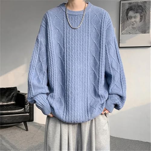 Men's Loose Knit Sweater O-Neck Long Sleeve Casual Pullover Size Solid Color Streetwear Winter Sweaters3