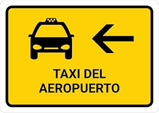 Airport Taxi With Left Arrow Yellow Spanish Landscape Sign Metal Sign 12x16 Inch – Safety for Home, Office, or Workplace