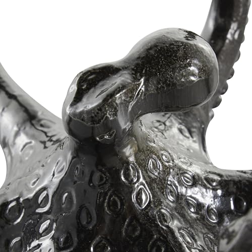 Image of Deco 79 Aluminum Metal Octopus Decorative Sculpture Home Decor Statues with Splayed Arms, Set of 2 Accent Figurines 9 inchW, 4 inchH, Black