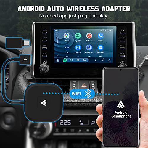 Adaptador de Coche inalámbrico Android Auto, A2A Dongle, para Autos y Stereoanlagen, Die kabelgebundenes Android Auto unterstützen, Plug & Play Connect Easy Setup, para Android-Telefone (Negro)