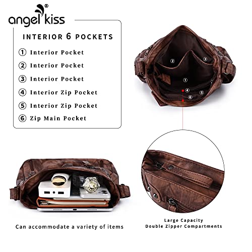 Image of Angel Kiss Crossbody Bags Shoulder Bags and Handbags for Women Multi Pocket Daily Soft Hobo Purses Medium Size