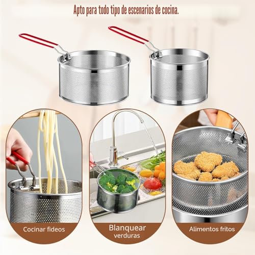 Escurridor pasta y verduras OMJMYY ideal para freír y lavar alimentos en cocinas familiares 7