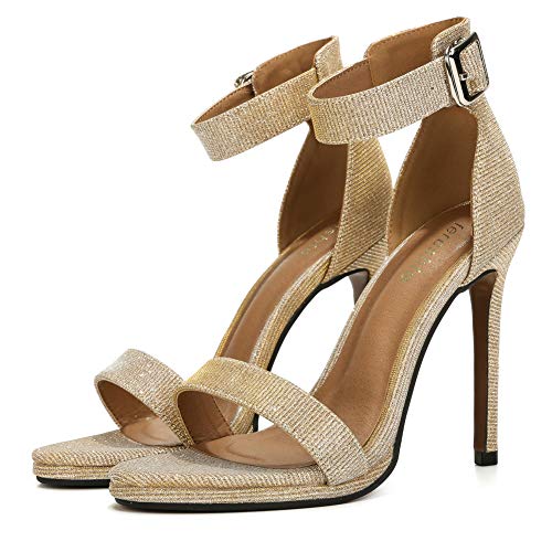 Women's Ankle Strap Stiletto High Heels Dress Sandals Glitter Gold Label Size 42-260mm - US 10 - Image 4