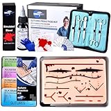 MEDED Suture Practice Kit with Blood | Realistic Complete Suture Kit (40 Pieces) for Medical/Vet Student Training | Include Premium Quality Suture Pad, Tools, 20 Suture Threads (4Type), Gloves, Gauzes