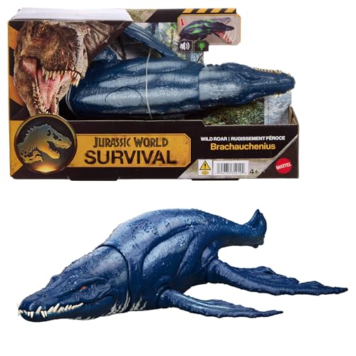 Mattel Jurassic World Rugido Salvaje Figuras de Dinosaurio con Ataque de mordisco en múltiples direcciones y Sonido, Juguete articulado, Juego Digital (Las Especies Pueden Variar), JKL79