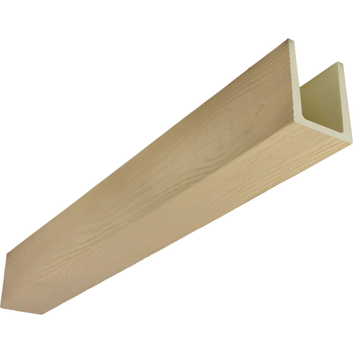 Ekena Millwork 3 1/2"W x 5 1/2"H x 96"L 3-Sided (U-Beam) MENA HeritageTimber Faux Wood Ceiling Beam, Primed Tan