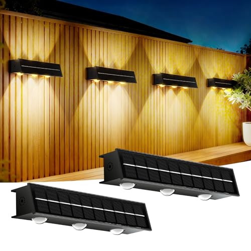 Eontim Solar Fence Light, 2 Pack Up/Down Fence Light Solar