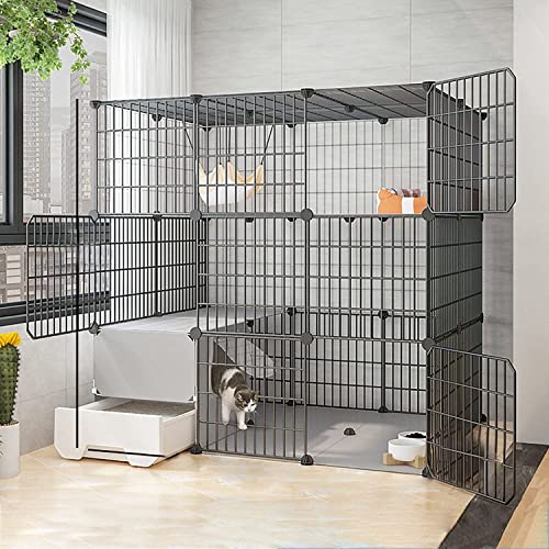 猫ケージ,猫 折りたたみ ケージ,キャットケージ,大型 キャット3段 4段 5段 6段スペース付きセット脱走防止 ペットキャット脱走防止 多頭飼い 頑丈 檻 ねこ ネコ 猫ハウス 室内 フェンスお手入れ簡単折り畳み式 移動便利 シンプルハンモック付 収納型
