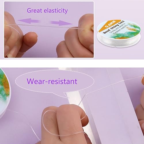 Miniatura 5 de Hilo elástico redondo de 0.016 in, cuerda elástica para pulsera de 295 pies, cuerda elástica transparente para hacer pulsera, reloj, llavero,