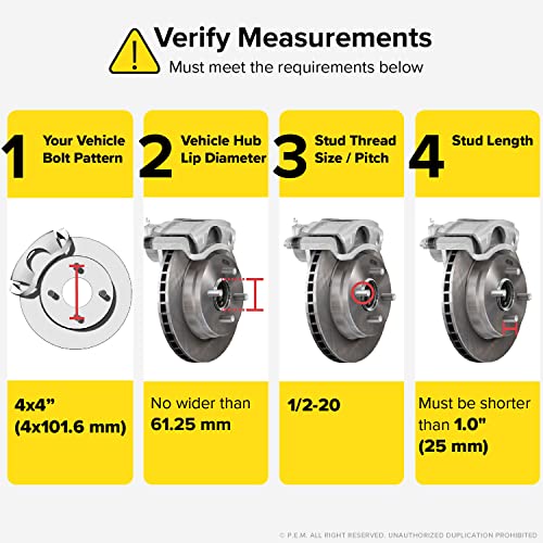 1 Inch Golf Cart Wheel Spacers (4X4 Bolt Pattern, 62Mm Bore, 1/2X20 Studs, Cone Seat Nuts) Compatible With Ez Go Ezgo Club Car (Widens Track By 2 Inches) 4X101.6 25Mm 4Pcs #TOP2