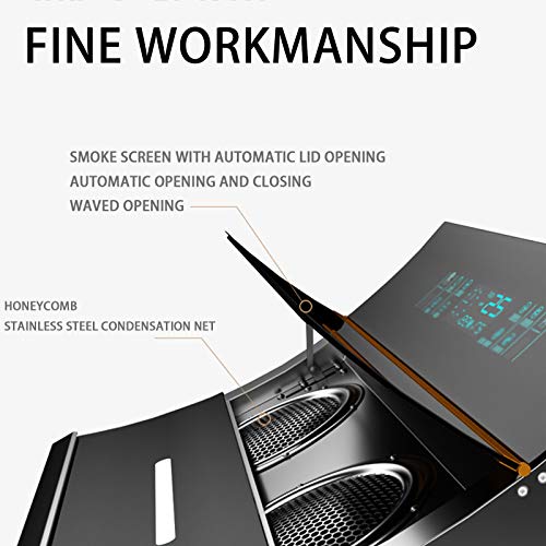 SXYY-Campana-Extractora-Decorativa-25m-Min-Negra-Campana-Extractora-De-90-Cm-para-Cocinas-Domesticas-Tapa-De-Apertura-Automatica-para-Fumar-58-Decibelios-Bajos-Limpieza-Automatica-con-Una-Tecla