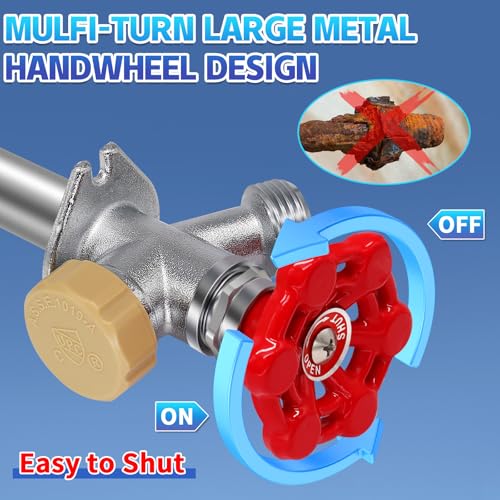 Boltigen 8inch Anti-Siphon Frost Free Sillcock Valve, No Lead Brass Freeze Proof Outdoor Water Faucet, 1/2" NPT X 3/4'' GHT Hose Bib Frost Free Outside Spigot - Image 5