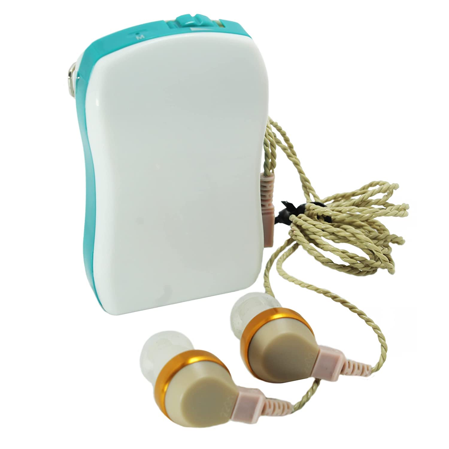 AIKA Personal Sound Amplifier Voice With Mini Adjustable Tone Hearing Aid Machine for Both Ear Suitable for Deaf and Old Age People (Pack of 1, 3 Months Warranty, White Blue Color, F-16 Model)