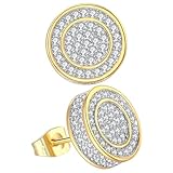 JECOMPRIS Pendientes de Botón para Hombre Hip Hop, Pendientes Exagerados de Aleación Bañados en Oro y Plata, Accesorios de Moda Unisex para Uso Diario y Estilo Casual