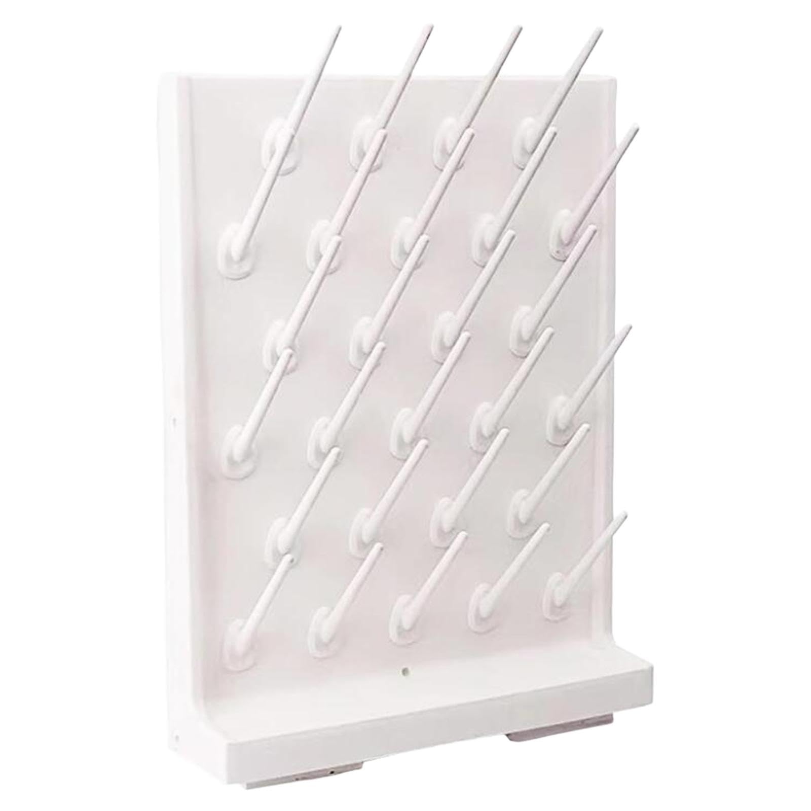 Sharplace Trockengestell für Labor, mit 27 abnehmbaren Stiften, PP-Material, Mehrzweck-Wandmontage oder freistehendes Zubehör, tragbar, 12 x 40 x 55 cm, Weiß