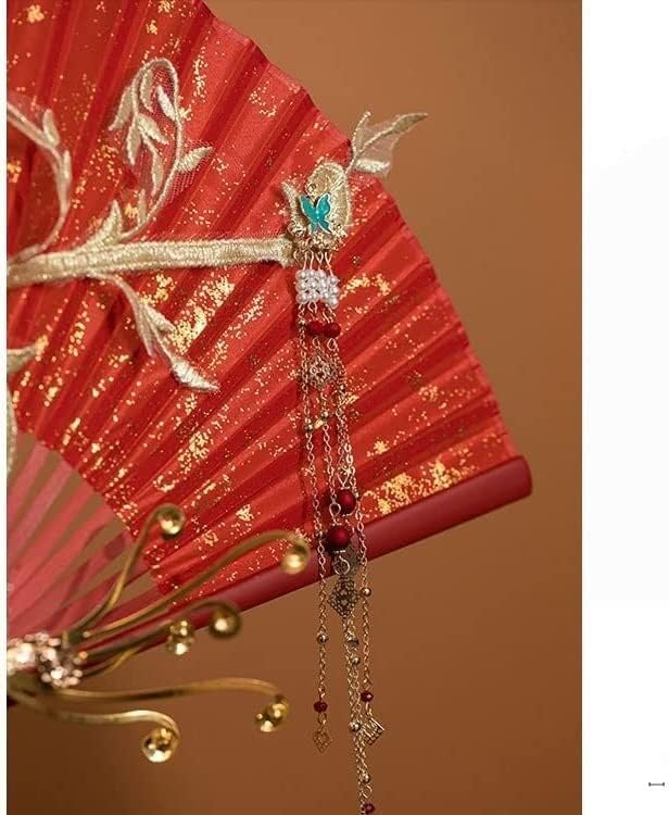 文 ☆ 文房 繍絵花卉紋牙骨絹面折扇 ☆ 清朝期 牡丹 刺繍文様 清供雅玩