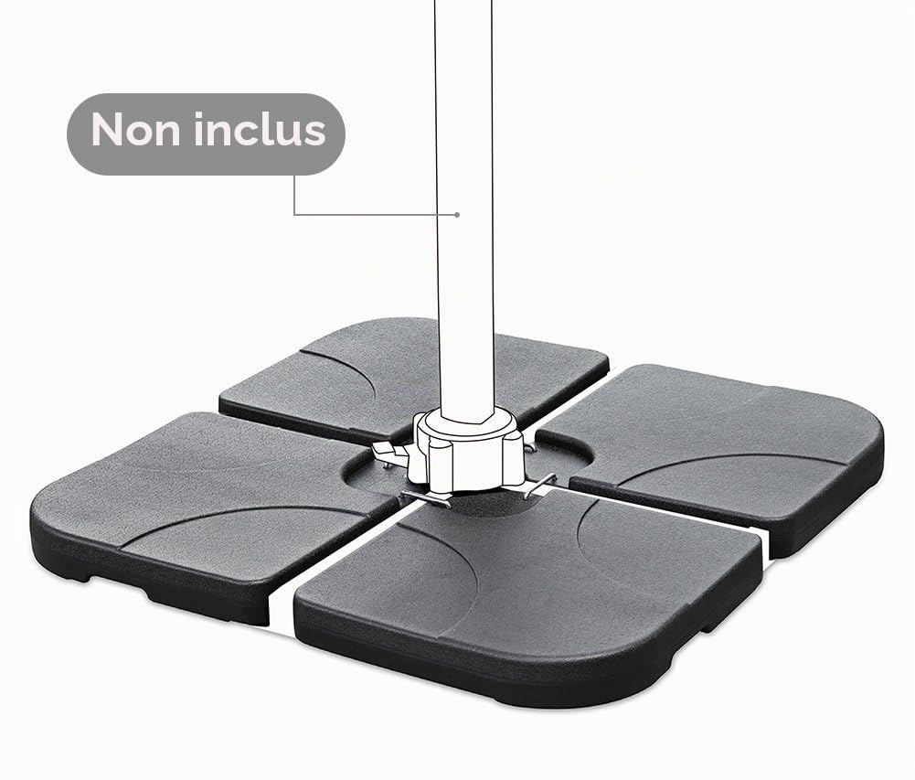 Sekey Pieds de parasols,Base remplissable d'eau et remplie de Sable,80-100kg, 100 x 100 cm, Noir
