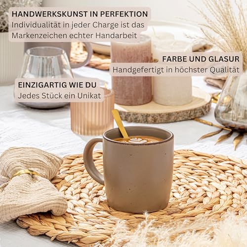 SÄNGER Bombay Oak | Kombiservice 20 teilig, Steingut Geschirr 4 Personen, 4x Speiseteller 4x Dessertteller 4x Schalen 4x Pastateller 4x Kaffeebecher, Teller Set modern | VALUE COLLECTION