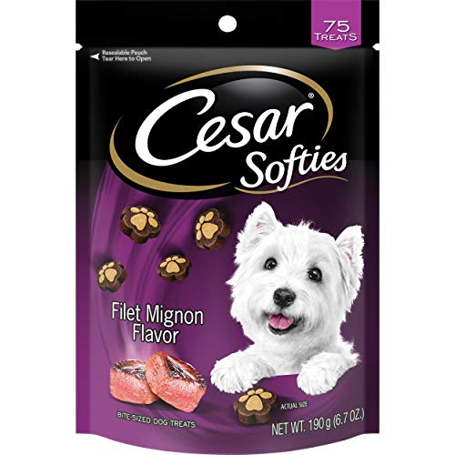 Cesar Softies Chewy Small Dog Treats Filet Mignon Flavor, 6.7 oz. Pouch (75 Treats), Pack of 8