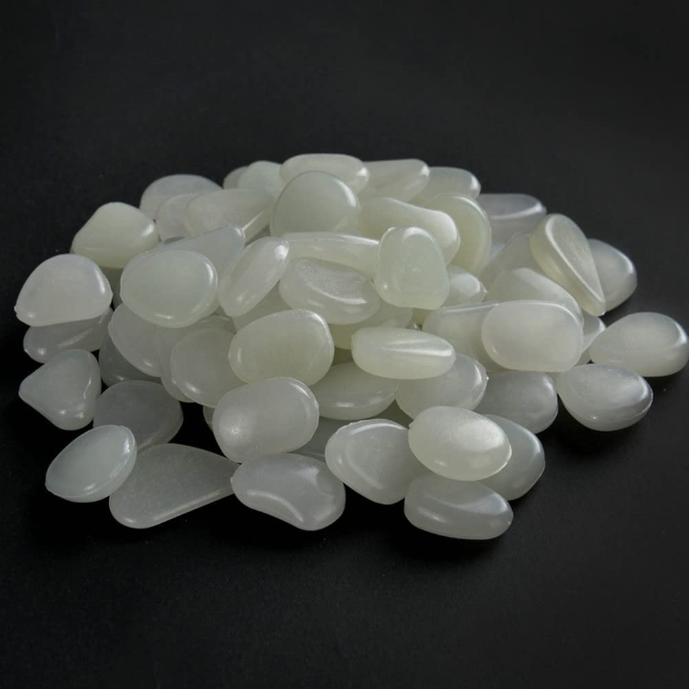 RANRAO 200PC Glowing Pebbles Stones, Glow In The Dark Pebbles Luminous Stones for Home Decor, Walkaway, Aquarium, Garden, Patio and Fish Tank