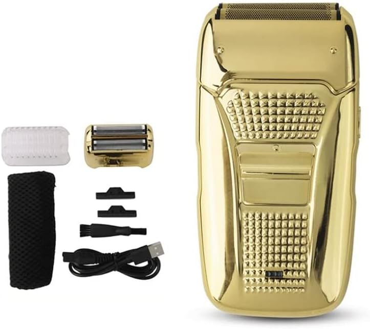 Electric Shaver Hair Cleaning Razor Beard Foil Shaving Machine Finishing Tool for Men(Gold)