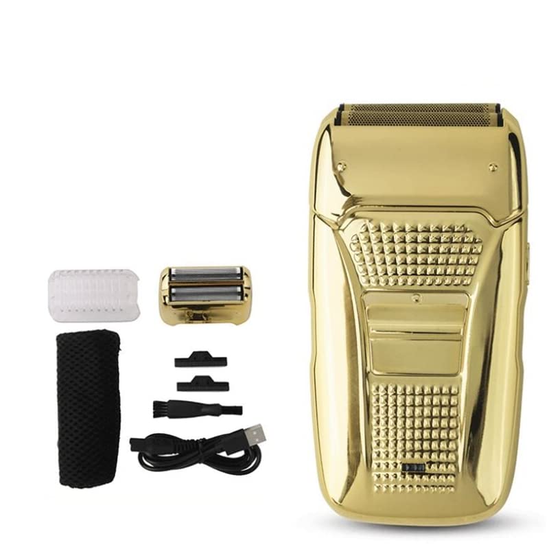 Men's Shaver, Electric Shaver Hair Cleaning Razor Beard Foil Shaving Machine Finishing Tool For Men (Color : Gold)