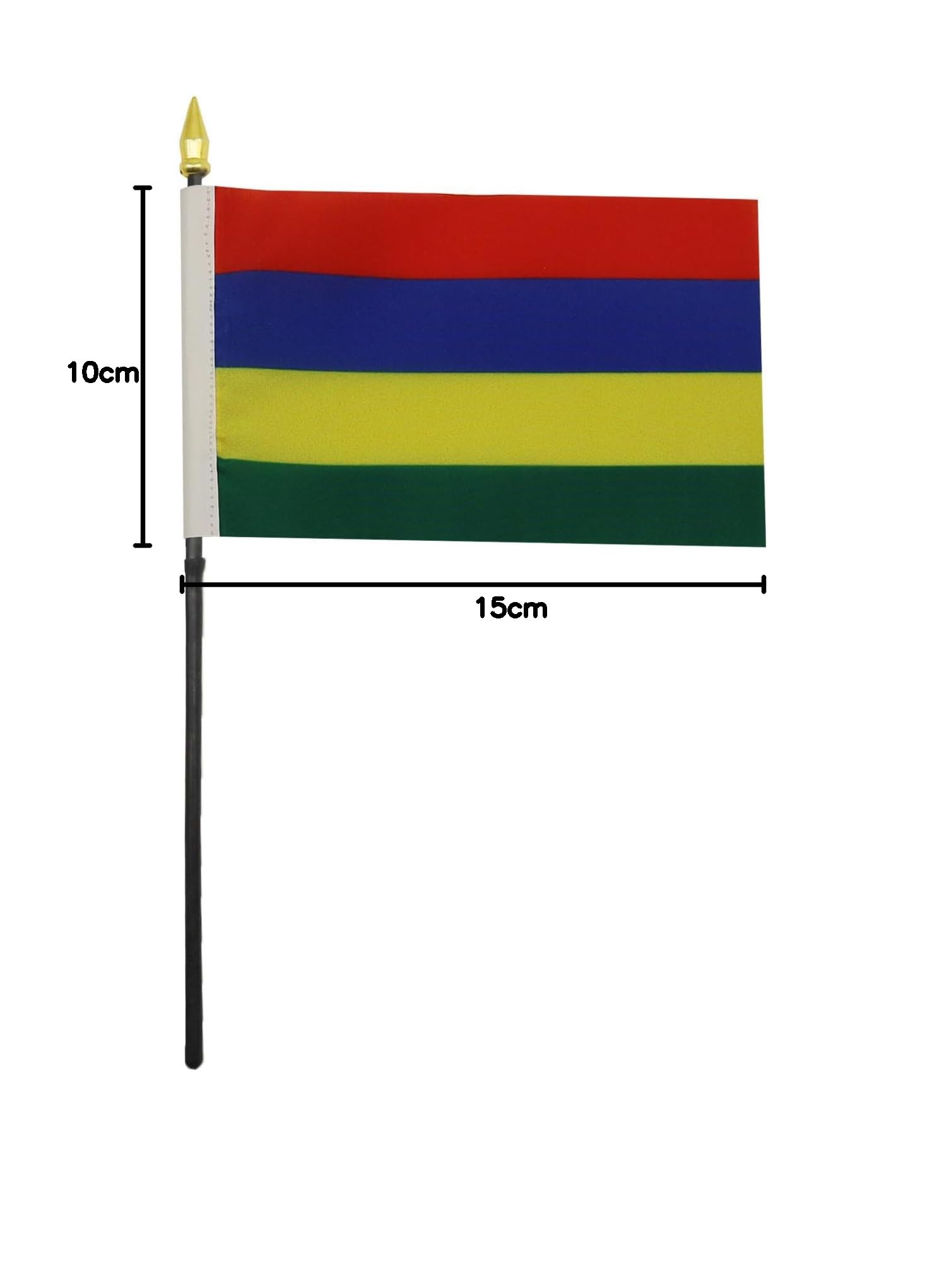AZ FLAG Bandera de Mesa de Mauricio 15x10cm - BANDERINA de DESPACHO MAURICIANA 10 x 15 cm Punta Dorada