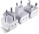 Ceptics European Travel Adapter Set (Type C, E/F, G) - Dual Input - Ultra Compact - 3 Pack