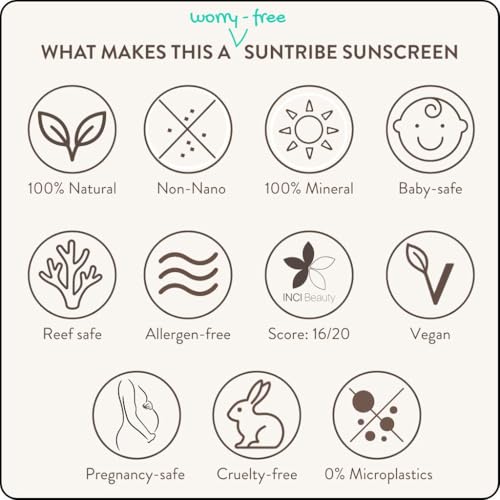 Foto von Suntribe Natürliche Mineralische Bio-Sonnencreme Sport LSF 50/100 ml, 100% Natürlich & Riffsicher, Nanofreie Mineralische UV-Filter, Sehr Wasserfest, Schweißfest - Weißer Schimmer