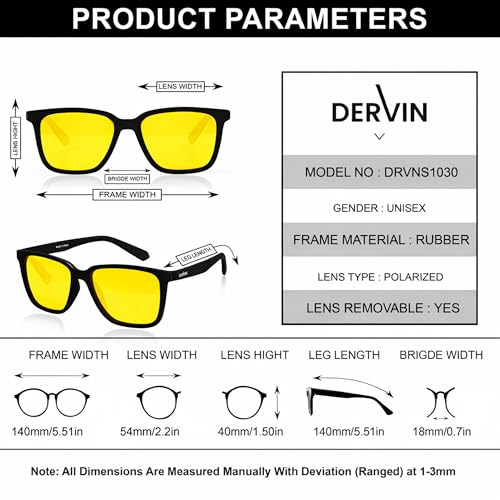 Image of Dervin UV Protected Yellow Lens Driving Polarized Sunglasses for Men & Women