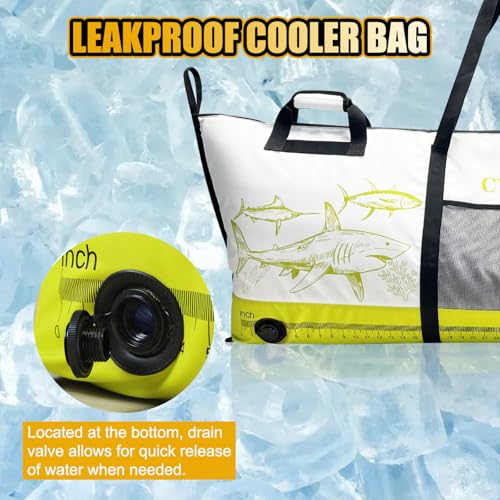 Bolsa aislante para pescado CWSDXM, 60'' impermeable con válvula de drenaje y cierre resistente, bolsa para pesca en barco, kayak y mar abierto, mantiene fresco hasta 48 horas miniatura 3