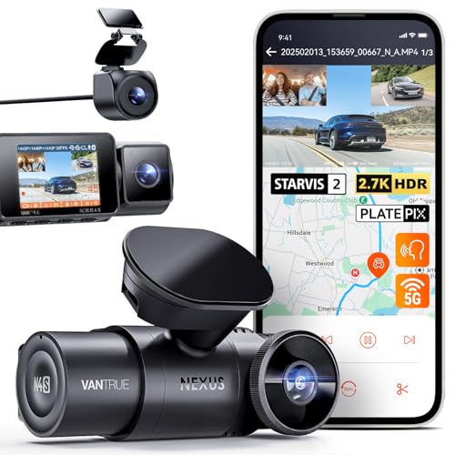 Vantrue N4S 3 Channel Front Inside Rear Dash Cam, 2.7K+1440P+1440P WiFi Dash Camera w/PlatePix™, STARVIS 2 x HDR x IR Night Vision, Voice Control, GPS, 24/7 Parking Mode, Support 1TB Max
