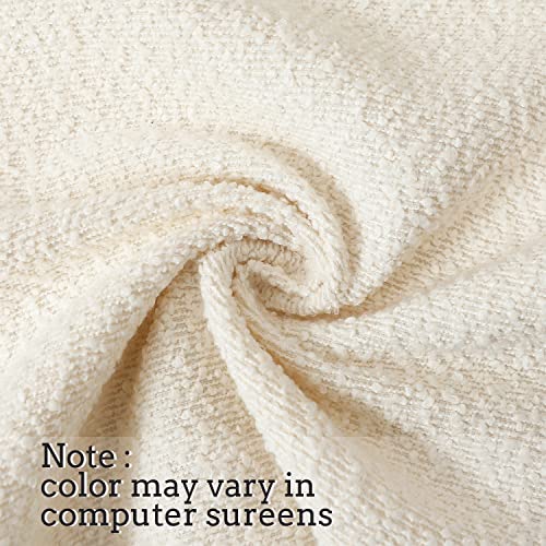Jeneoo Ivory Decorative Square Thick Accent Throw Pillow Covers Fine Textured Boucle Couch Cushion Case For Living Room Sofa Home Decor, Set Of 2, 18 X 18 Inch #TOP2