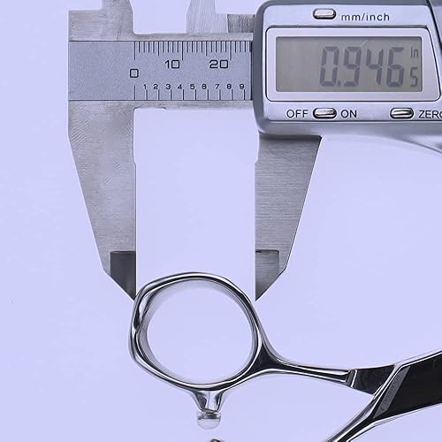 Miniatura 7 de AOLANDUO - Tijeras de pelo con borde convexo de 6 pulgadas, con acero japonés AICHI Tijeras de corte de pelo hechas a mano con mango desplazado para